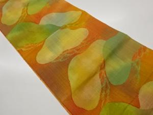 手織り紬抽象松模様織出し名古屋帯